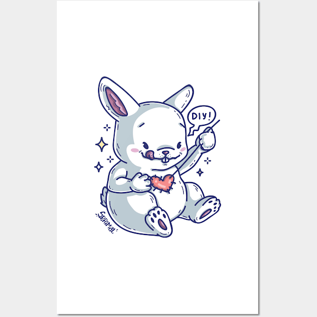 Bunny rabbit patching up the heart saying DIY Wall Art by SPIRIMAL